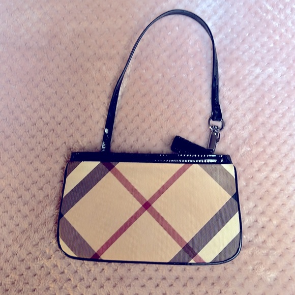 Burberry Nova Check Small Beige/Black Pvc Wristlet Mark on 1 Side Still AWESOME - Picture 1 of 12